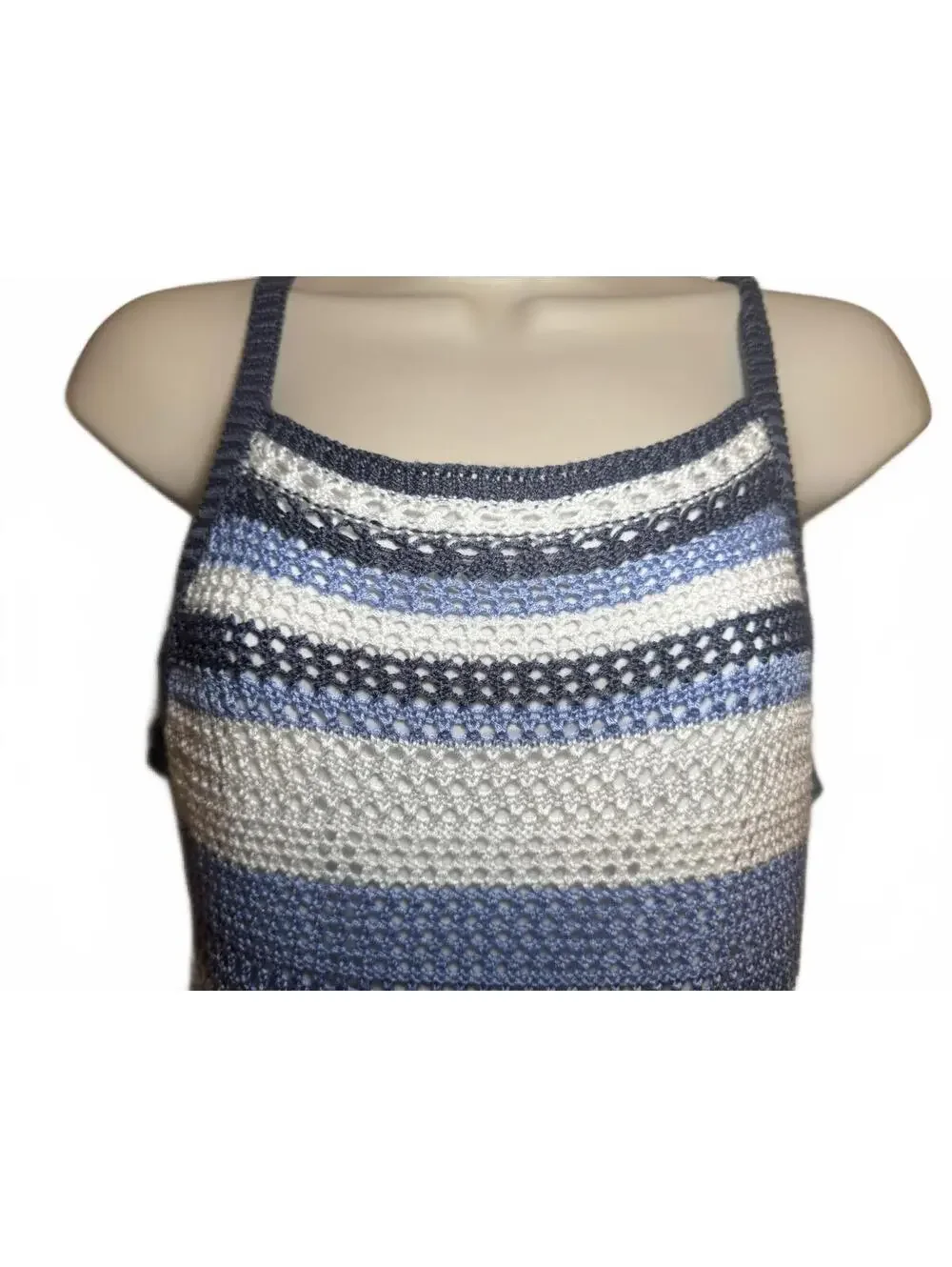 no comment Women’s XL Blue White Striped Knitted Maxi Dress Lined - NWT